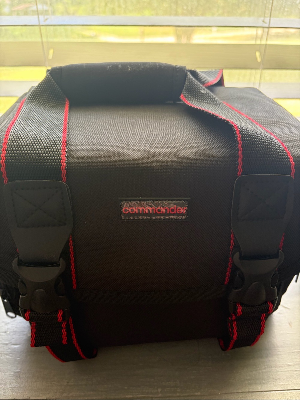 Black and Red Padded Camera Messenger Bag